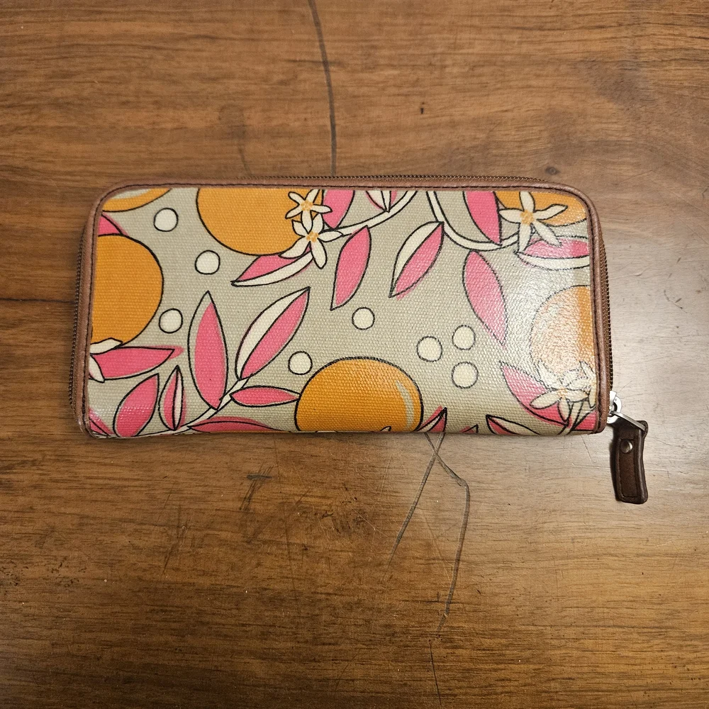 Fossil Keyper Floral Fruit‎ Wallet Cardholder Wallet Coated Leather Keyhole